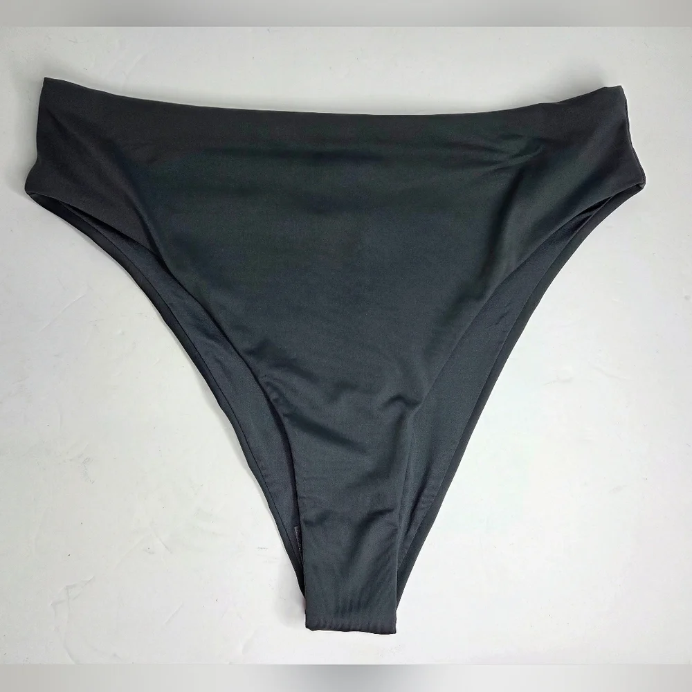 Skims Recycled Swim Mid Waist Bikini Bottoms Size XL NwT Gunmetal Gray